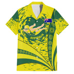 Personalized Australia Swimming Champion Family Matching Off Shoulder Maxi Dress and Hawaiian Shirt Freestyle Swimmer With Swirling Wave And Cultural Patterns