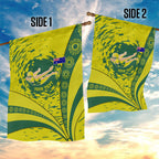Personalized Australia Swimming Champion Garden Flag Freestyle Swimmer With Swirling Wave And Cultural Patterns