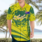 Personalized Australia Swimming Champion Hawaiian Shirt Freestyle Swimmer With Swirling Wave And Cultural Patterns