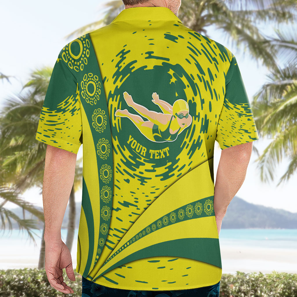 Personalized Australia Swimming Champion Hawaiian Shirt Freestyle Swimmer With Swirling Wave And Cultural Patterns