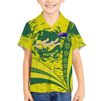 Personalized Australia Swimming Champion Hawaiian Shirt Freestyle Swimmer With Swirling Wave And Cultural Patterns