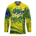 Personalized Australia Swimming Champion Hockey Jersey Freestyle Swimmer With Swirling Wave And Cultural Patterns