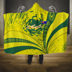 Personalized Australia Swimming Champion Hooded Blanket Freestyle Swimmer With Swirling Wave And Cultural Patterns