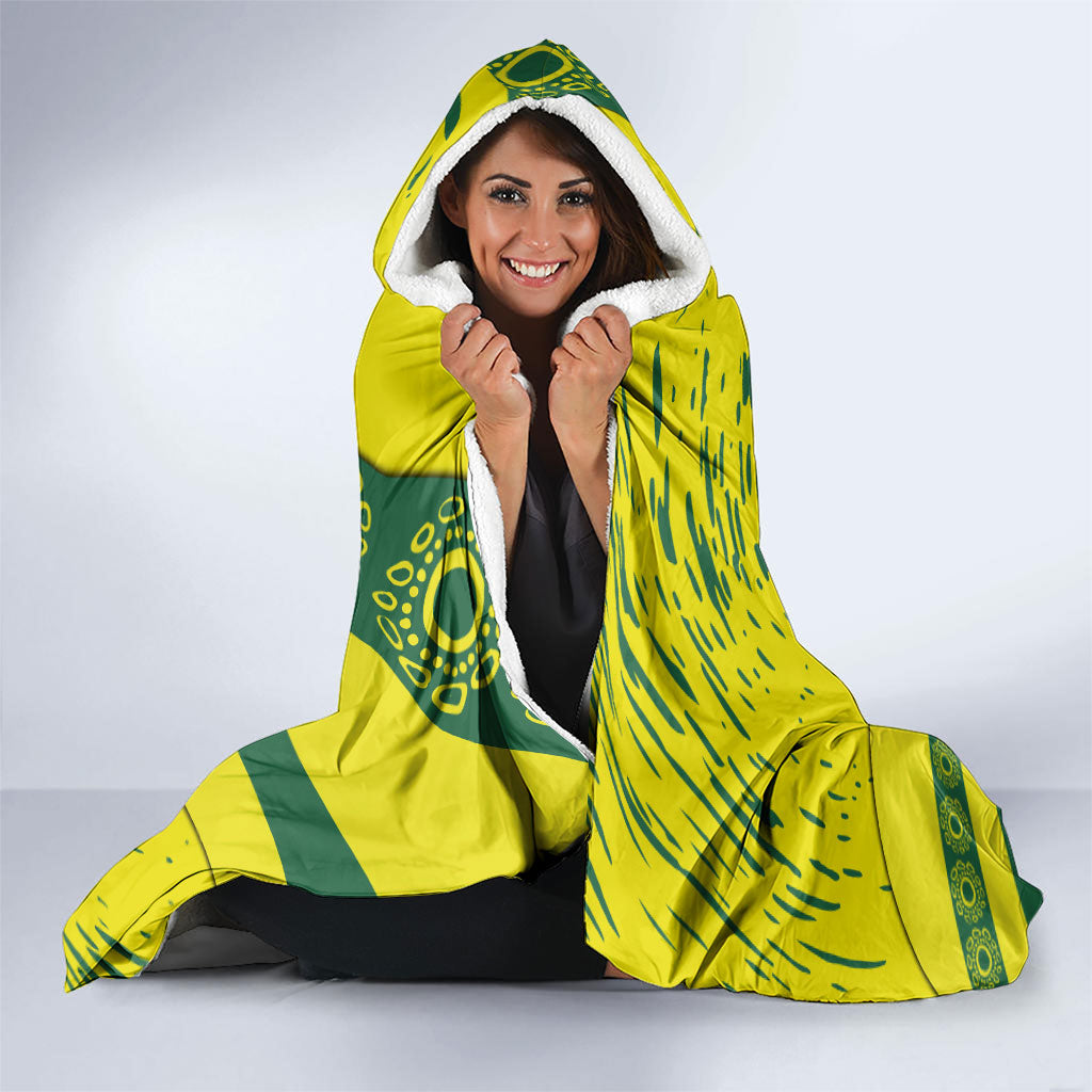 Personalized Australia Swimming Champion Hooded Blanket Freestyle Swimmer With Swirling Wave And Cultural Patterns