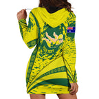 Personalized Australia Swimming Champion Hoodie Dress Freestyle Swimmer With Swirling Wave And Cultural Patterns