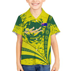 Personalized Australia Swimming Champion Kid Hawaiian Shirt Freestyle Swimmer With Swirling Wave And Cultural Patterns