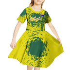 Personalized Australia Swimming Champion Kid Short Sleeve Dress Freestyle Swimmer With Swirling Wave And Cultural Patterns