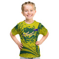 Personalized Australia Swimming Champion Kid T Shirt Freestyle Swimmer With Swirling Wave And Cultural Patterns