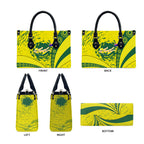 Personalized Australia Swimming Champion Leather Bag Freestyle Swimmer With Swirling Wave And Cultural Patterns