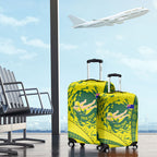 Personalized Australia Swimming Champion Luggage Cover Freestyle Swimmer With Swirling Wave And Cultural Patterns