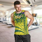 Personalized Australia Swimming Champion Men Tank Top Freestyle Swimmer With Swirling Wave And Cultural Patterns