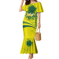 Personalized Australia Swimming Champion Mermaid Dress Freestyle Swimmer With Swirling Wave And Cultural Patterns