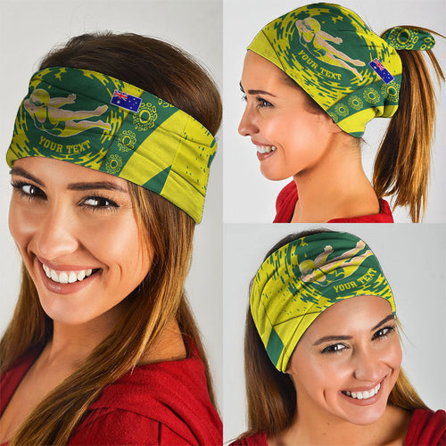 Personalized Australia Swimming Champion Neck Gaiter Freestyle Swimmer With Swirling Wave And Cultural Patterns