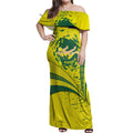 Personalized Australia Swimming Champion Off Shoulder Maxi Dress Freestyle Swimmer With Swirling Wave And Cultural Patterns