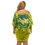 Personalized Australia Swimming Champion Off Shoulder Short Dress Freestyle Swimmer With Swirling Wave And Cultural Patterns