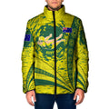 Personalized Australia Swimming Champion Padded Jacket Freestyle Swimmer With Swirling Wave And Cultural Patterns