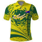 Personalized Australia Swimming Champion Polo Shirt Freestyle Swimmer With Swirling Wave And Cultural Patterns