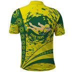 Personalized Australia Swimming Champion Polo Shirt Freestyle Swimmer With Swirling Wave And Cultural Patterns