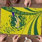 Personalized Australia Swimming Champion Puzzle Freestyle Swimmer With Swirling Wave And Cultural Patterns