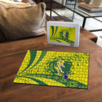Personalized Australia Swimming Champion Puzzle Freestyle Swimmer With Swirling Wave And Cultural Patterns