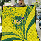 Personalized Australia Swimming Champion Quilt Freestyle Swimmer With Swirling Wave And Cultural Patterns
