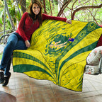 Personalized Australia Swimming Champion Quilt Freestyle Swimmer With Swirling Wave And Cultural Patterns