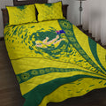 Personalized Australia Swimming Champion Quilt Bed Set Freestyle Swimmer With Swirling Wave And Cultural Patterns