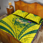 Personalized Australia Swimming Champion Quilt Bed Set Freestyle Swimmer With Swirling Wave And Cultural Patterns