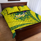 Personalized Australia Swimming Champion Quilt Bed Set Freestyle Swimmer With Swirling Wave And Cultural Patterns