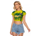Personalized Australia Swimming Champion Raglan Cropped T Shirt Freestyle Swimmer With Swirling Wave And Cultural Patterns