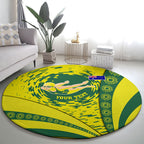 Personalized Australia Swimming Champion Round Carpet Freestyle Swimmer With Swirling Wave And Cultural Patterns