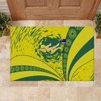 Personalized Australia Swimming Champion Rubber Doormat Freestyle Swimmer With Swirling Wave And Cultural Patterns