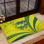 Personalized Australia Swimming Champion Rubber Doormat Freestyle Swimmer With Swirling Wave And Cultural Patterns