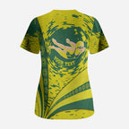 Personalized Australia Swimming Champion Scrub Top Freestyle Swimmer With Swirling Wave And Cultural Patterns