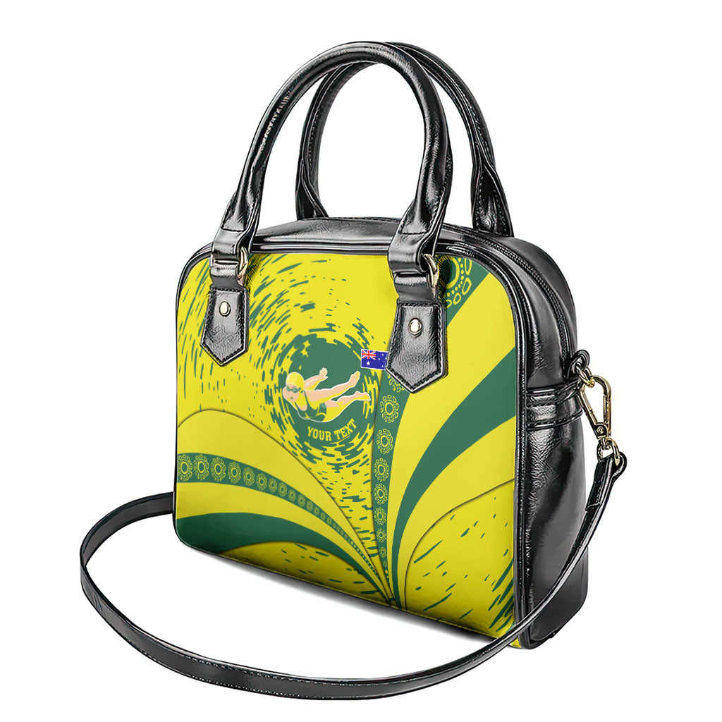 Personalized Australia Swimming Champion Shoulder Handbag Freestyle Swimmer With Swirling Wave And Cultural Patterns