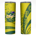 Personalized Australia Swimming Champion Skinny Tumbler Freestyle Swimmer With Swirling Wave And Cultural Patterns