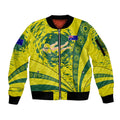 Personalized Australia Swimming Champion Sleeve Zip Bomber Jacket Freestyle Swimmer With Swirling Wave And Cultural Patterns