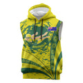 Personalized Australia Swimming Champion Sleeveless Hoodie Freestyle Swimmer With Swirling Wave And Cultural Patterns
