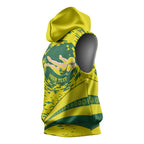 Personalized Australia Swimming Champion Sleeveless Hoodie Freestyle Swimmer With Swirling Wave And Cultural Patterns