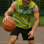 Personalized Australia Swimming Champion Sleeveless Hoodie Freestyle Swimmer With Swirling Wave And Cultural Patterns