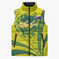 Personalized Australia Swimming Champion Sleeveless Puffer Jacket Freestyle Swimmer With Swirling Wave And Cultural Patterns