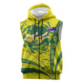 Personalized Australia Swimming Champion Sleeveless Zip Hoodie Freestyle Swimmer With Swirling Wave And Cultural Patterns