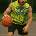 Personalized Australia Swimming Champion Sleeveless Zip Hoodie Freestyle Swimmer With Swirling Wave And Cultural Patterns