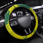 Australia Swimming Champion Steering Wheel Cover Freestyle Swimmer With Swirling Wave And Cultural Patterns