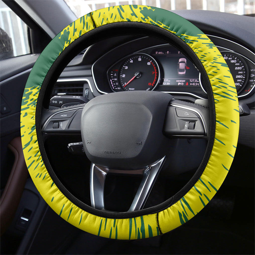 Australia Swimming Champion Steering Wheel Cover Freestyle Swimmer With Swirling Wave And Cultural Patterns