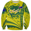 Personalized Australia Swimming Champion Sweatshirt Freestyle Swimmer With Swirling Wave And Cultural Patterns