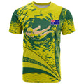 Personalized Australia Swimming Champion T Shirt Freestyle Swimmer With Swirling Wave And Cultural Patterns