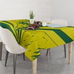 Personalized Australia Swimming Champion Tablecloth Freestyle Swimmer With Swirling Wave And Cultural Patterns
