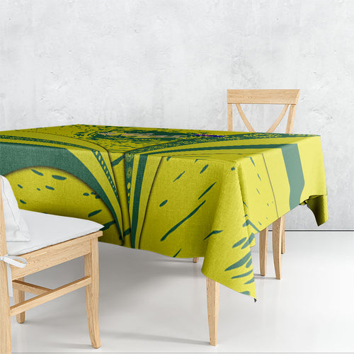 Personalized Australia Swimming Champion Tablecloth Freestyle Swimmer With Swirling Wave And Cultural Patterns