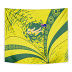 Personalized Australia Swimming Champion Tapestry Freestyle Swimmer With Swirling Wave And Cultural Patterns